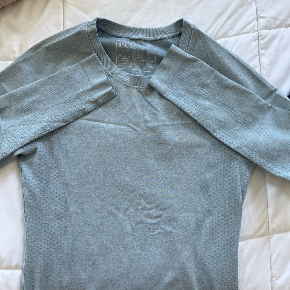 Figs Long Sleeve Top in dusty blue